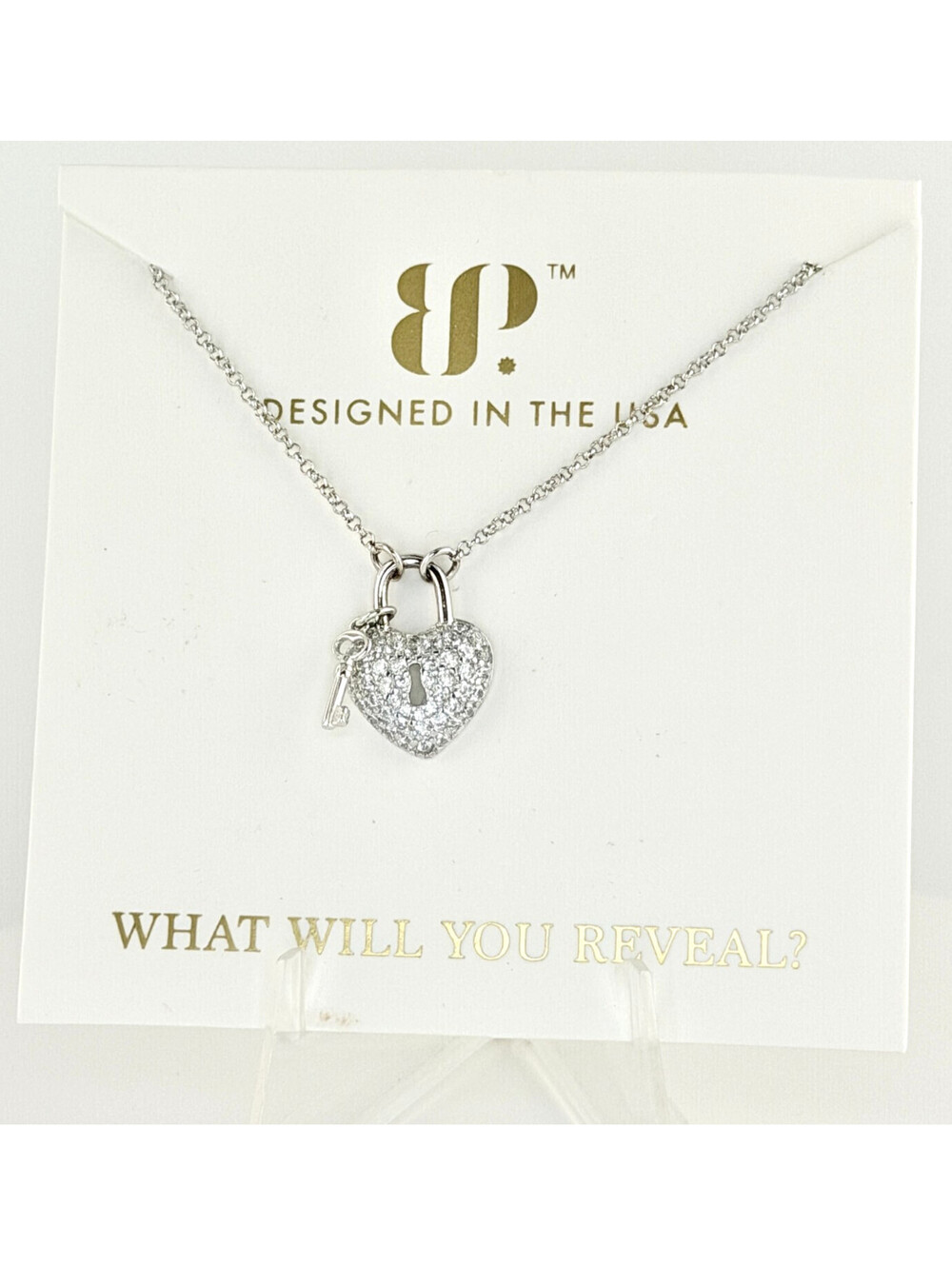 Bomb Party Sterling Club "Forever I'm Yours" Heart Lock & Key Cz on .925 Silver